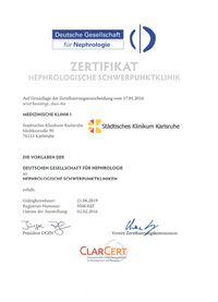 Zertifikat nephrologische Schwerpunktklinik