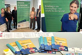 Das Bild zeigt den Stand und Materialien des Klinikums Karlsruhe beim Tag der offenen Tür in der DHBW