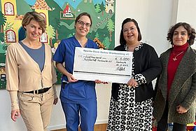 Das Bild zeigt die Übergabe des symbolischen Spendenschecks