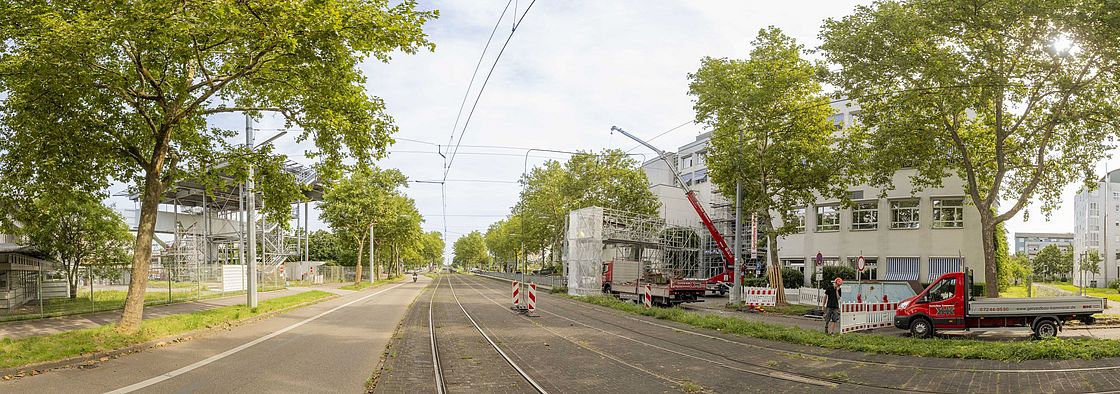 Blick auf die Brückenbaustelle
