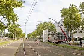 Blick auf die Brückenbaustelle