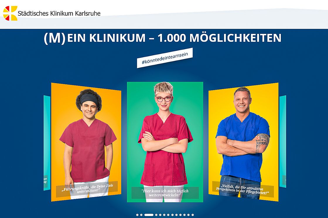 Bild der Landingpage zur Mitarbeiterkampagne für die Pflege