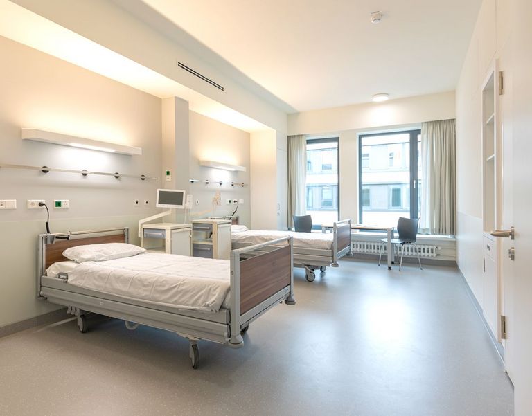 Das Bild zeigt ein Patientenzimmer auf Ebene 3 in Haus M