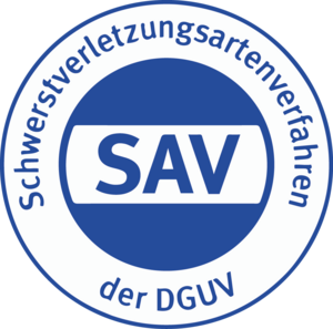 Das Bild zeigt das Logo des Schwerstverletztenartenverfahrens der DGUV