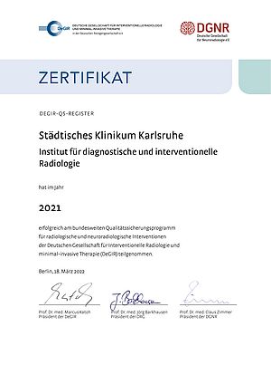 Das Bild zeigt das Zertifikat für Radiologie der DeGIR