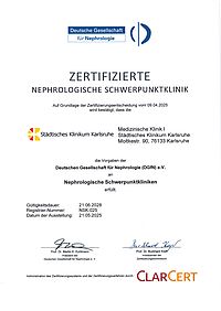Zertifikat nephrologische Schwerpunktklinik